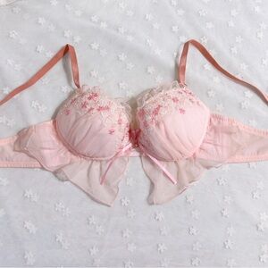 Sold Out! US-34B Koi Fish Princess! Rare Japanese Embroidery Ruffle Wireless Bra